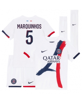 Billige Fotballdrakt Paris Saint-Germain Marquinhos #5 Replika Bortedraktsett Barn 2025-26 Kortermet (med bukser)